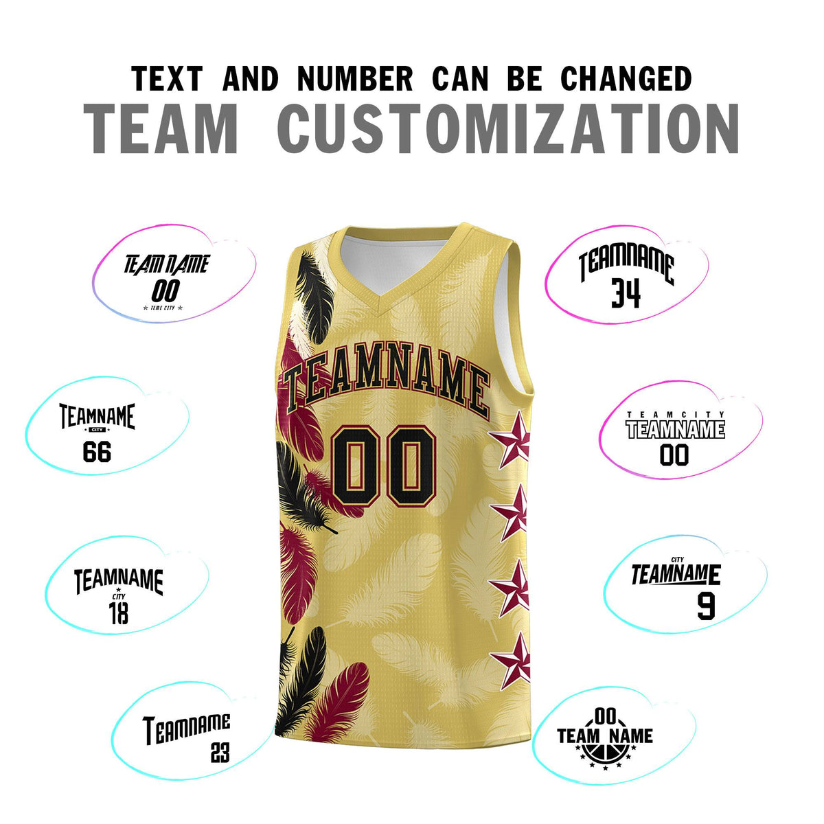 Custom Youth Basketball Jersey Old Gold Black Feather Series Sports Uniform