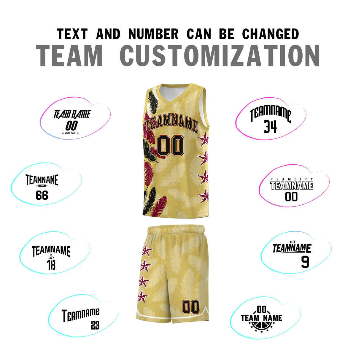 Custom Youth Basketball Jersey Old Gold Black Feather Series Sports Uniform