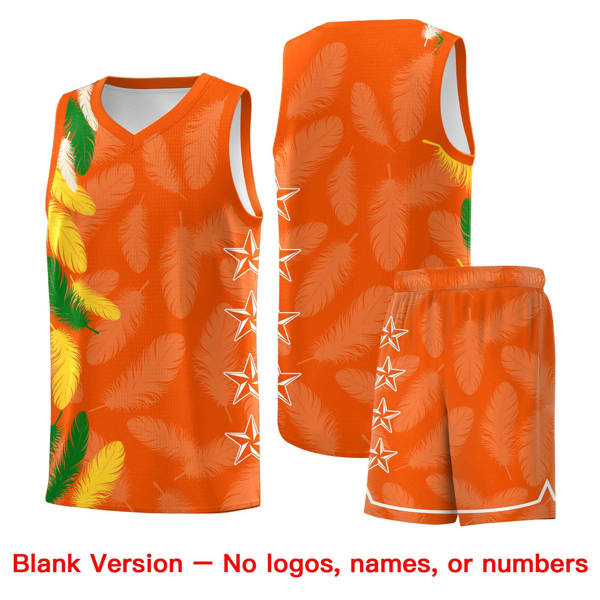 Custom Youth Basketball Jersey Orange Kelly Green Feather Series Sports Uniform