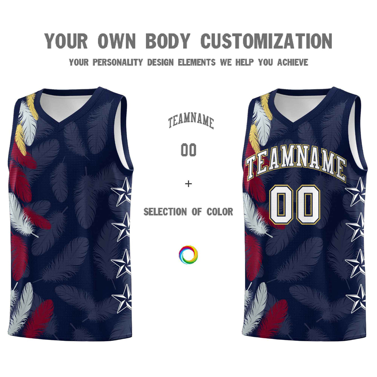 Custom Youth Basketball Jersey Navy White Feather Series Sports Uniform