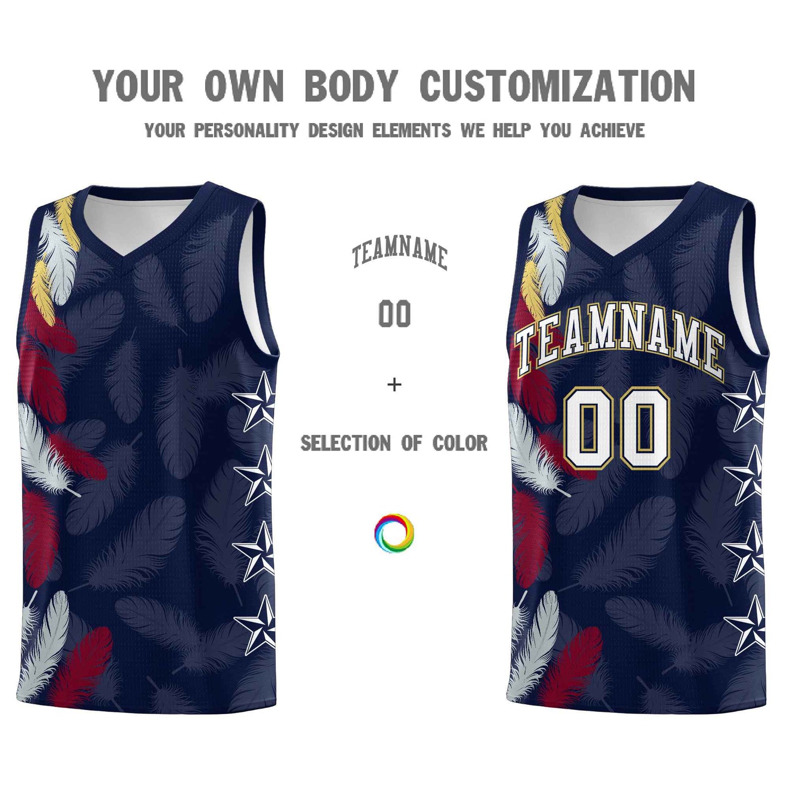 Custom Youth Basketball Jersey Navy White Feather Series Sports Uniform