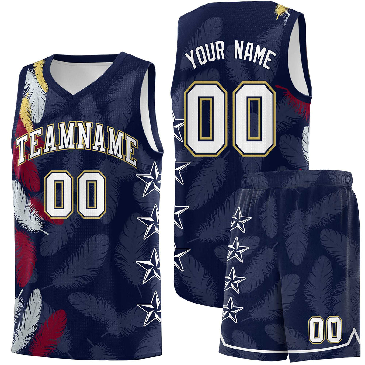 Custom Youth Basketball Jersey Navy White Feather Series Sports Uniform