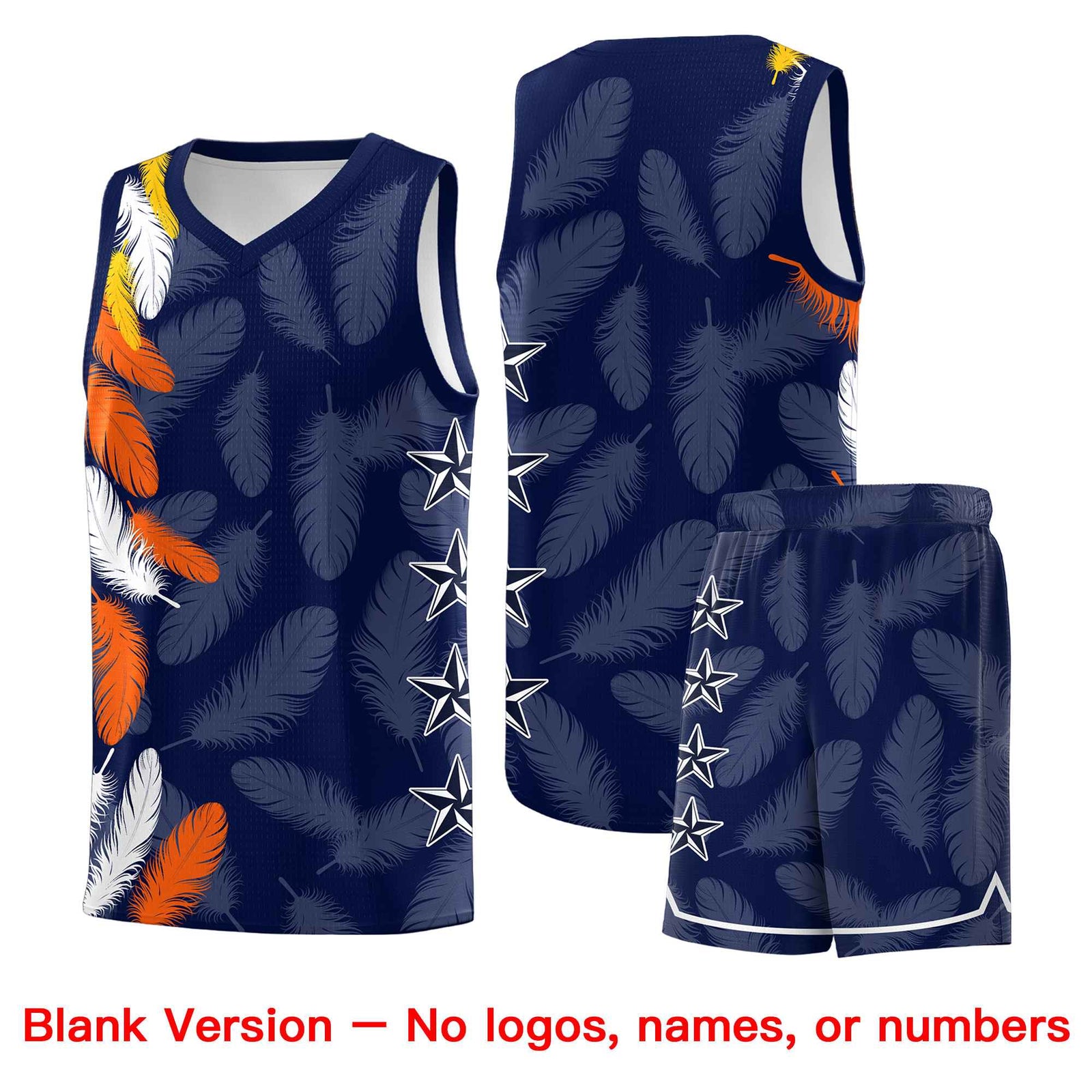 Custom Youth Basketball Jersey Navy Gold Feather Series Sports Uniform