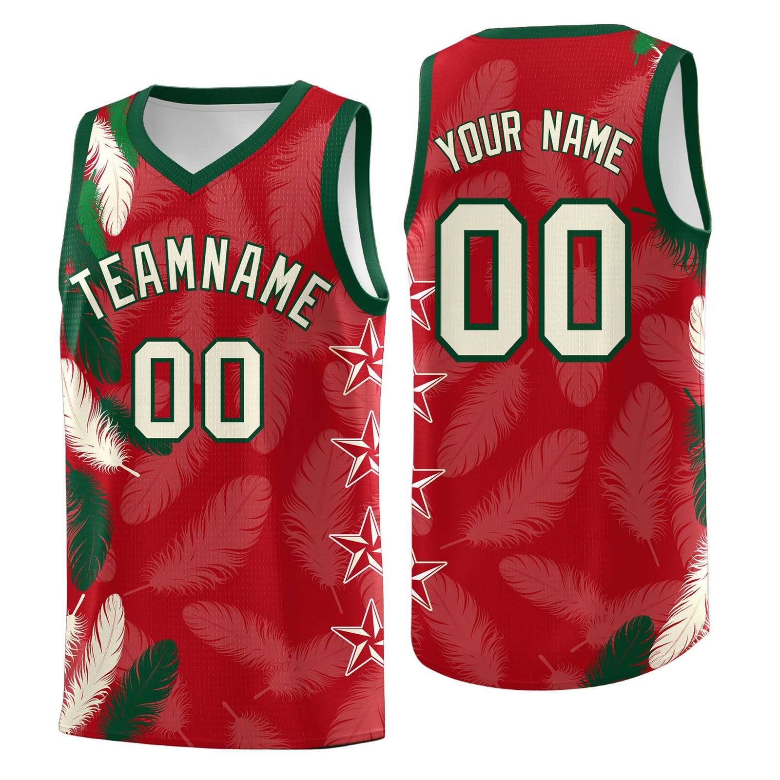Custom Youth Basketball Jersey Red Cream Feather Series Sports Uniform