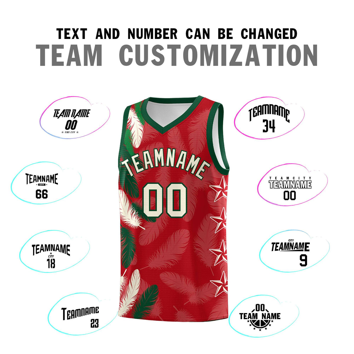 Custom Youth Basketball Jersey Red Cream Feather Series Sports Uniform