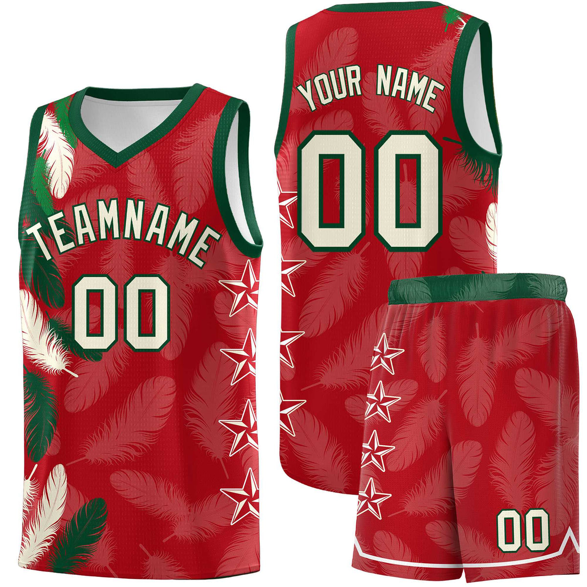 Custom Youth Basketball Jersey Red Cream Feather Series Sports Uniform