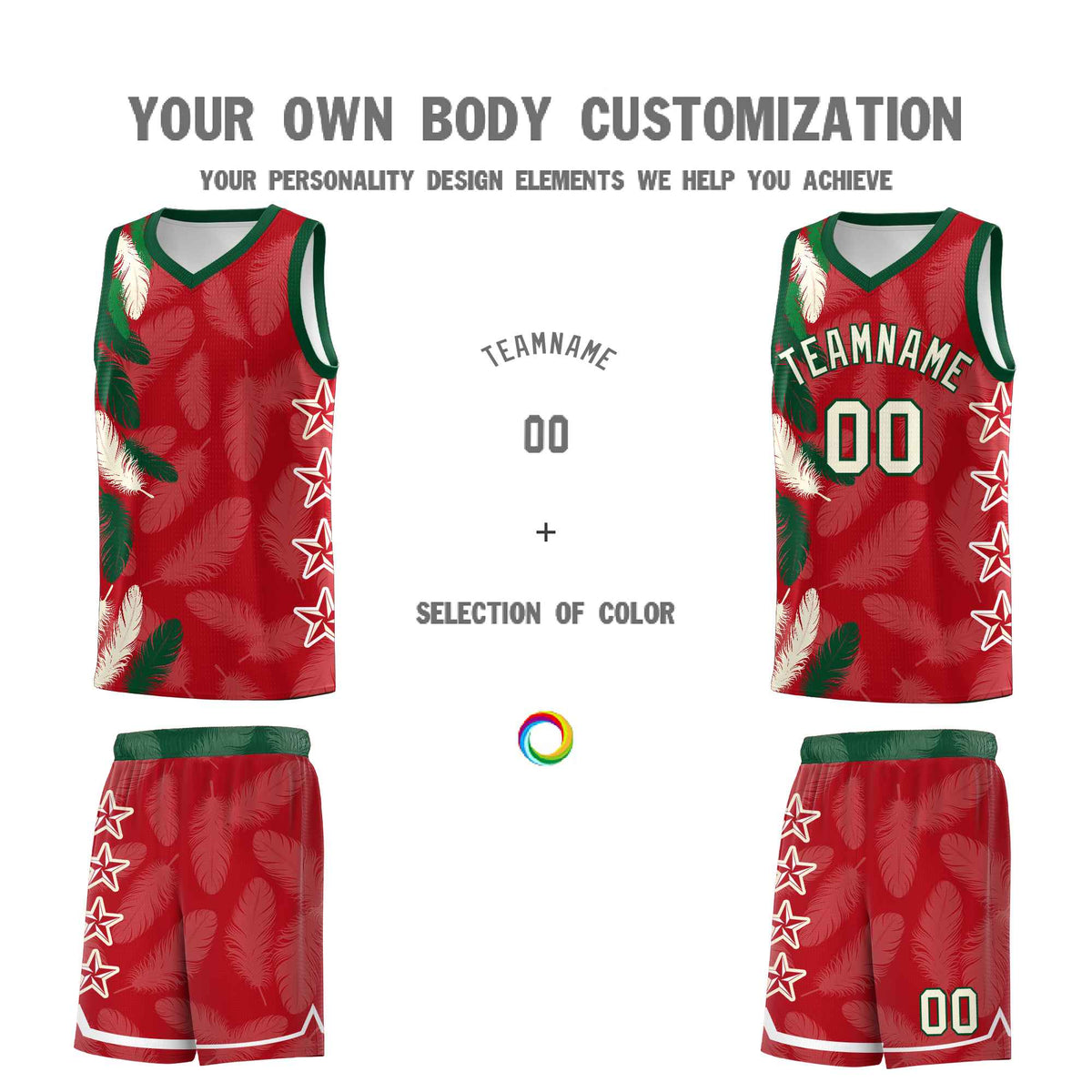Custom Youth Basketball Jersey Red Cream Feather Series Sports Uniform