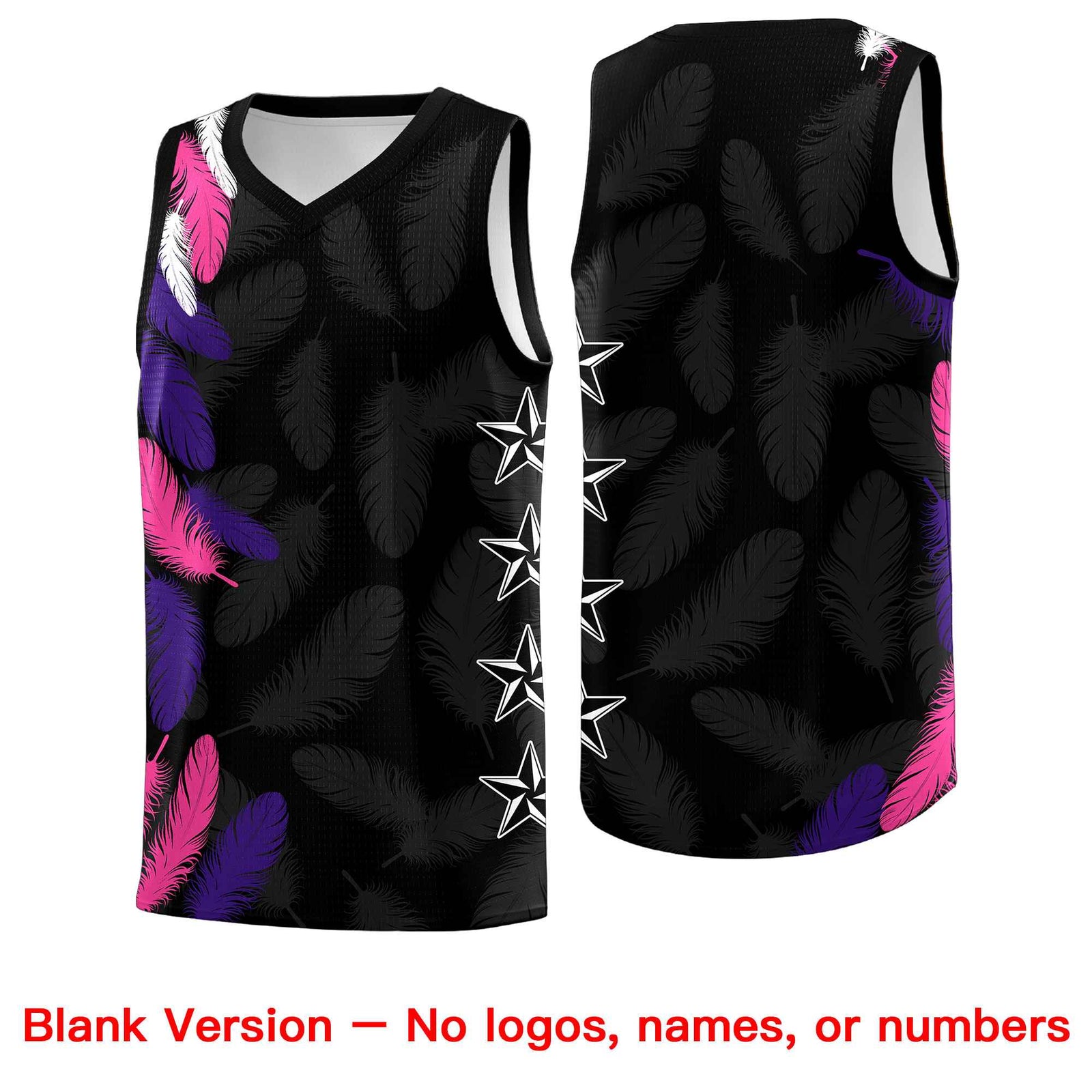Custom Youth Basketball Jersey Black White Feather Series Sports Uniform