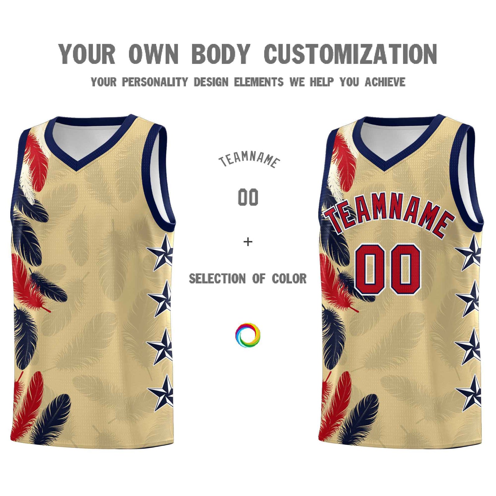 Custom Youth Basketball Jersey Khaki Red Feather Series Sports Uniform
