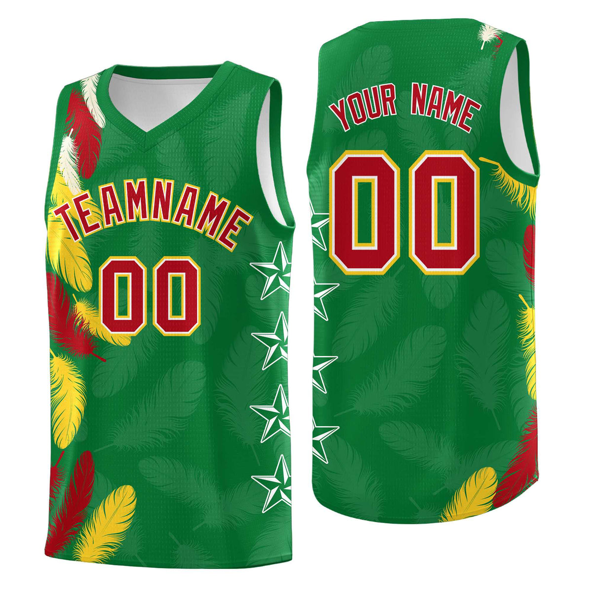 Custom Youth Basketball Jersey Kelly Green Red Feather Series Sports Uniform
