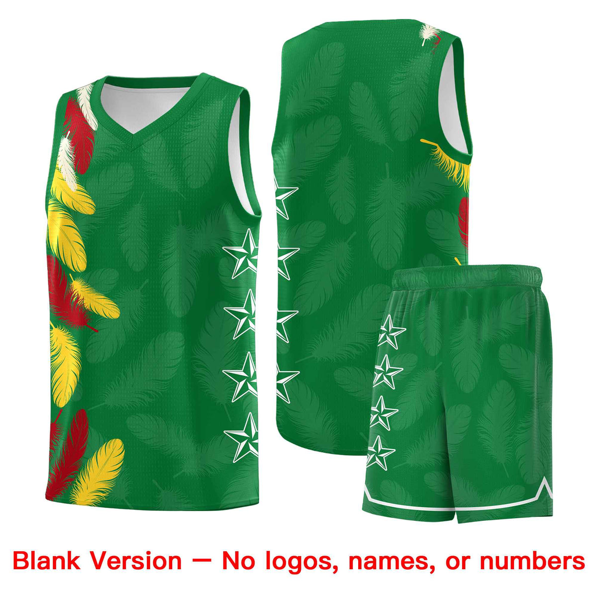 Custom Youth Basketball Jersey Kelly Green Red Feather Series Sports Uniform