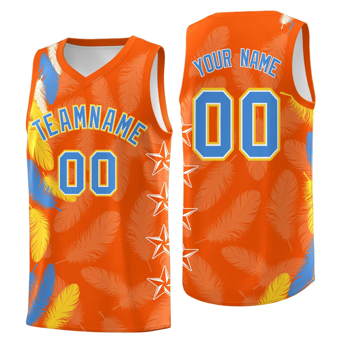 Custom Youth Basketball Jersey Orange Powder Blue Feather Series Sports Uniform