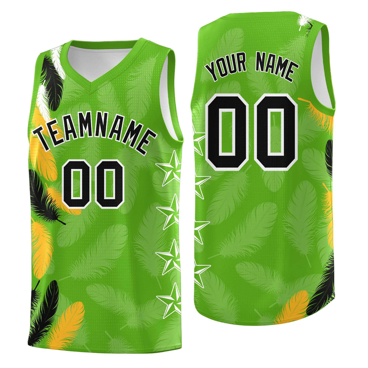 Custom Youth Basketball Jersey Neon Green Black Feather Series Sports Uniform
