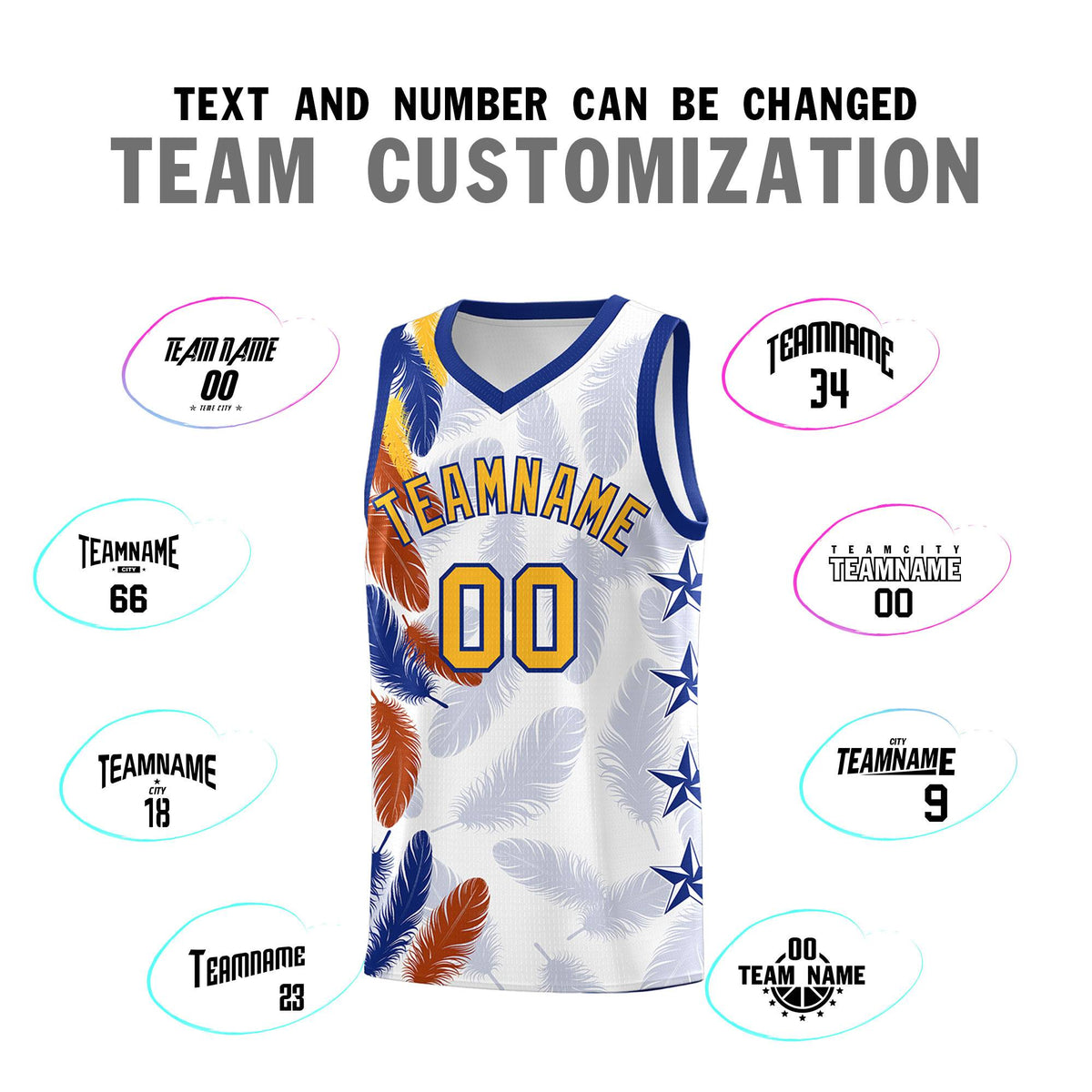 Custom Youth Basketball Jersey White Gold Feather Series Sports Uniform
