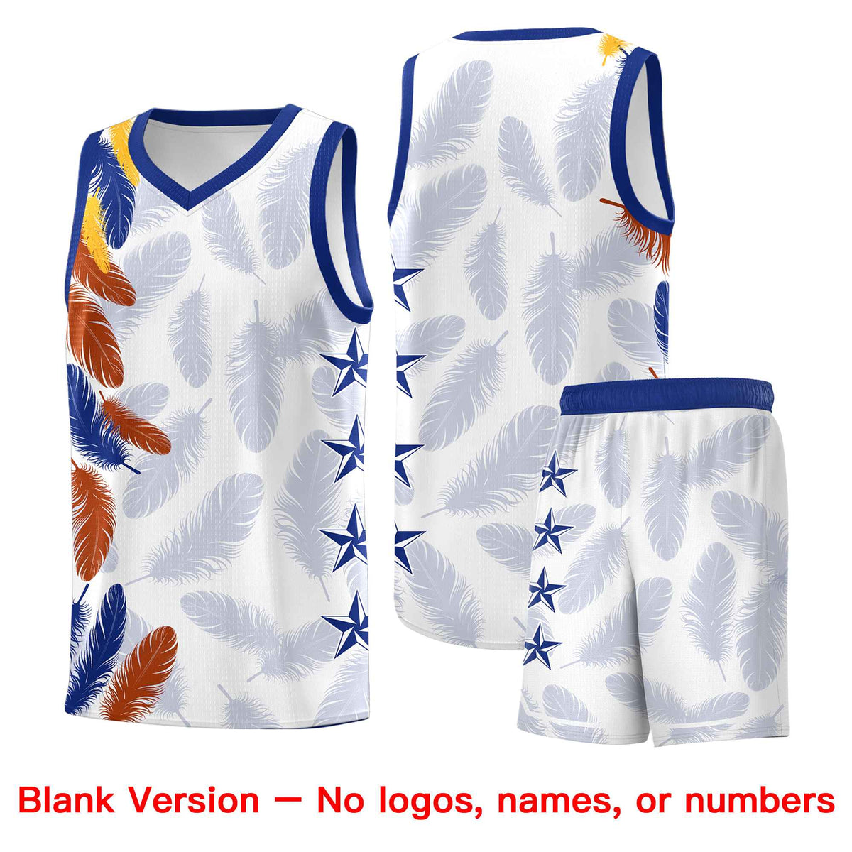 Custom Youth Basketball Jersey White Gold Feather Series Sports Uniform