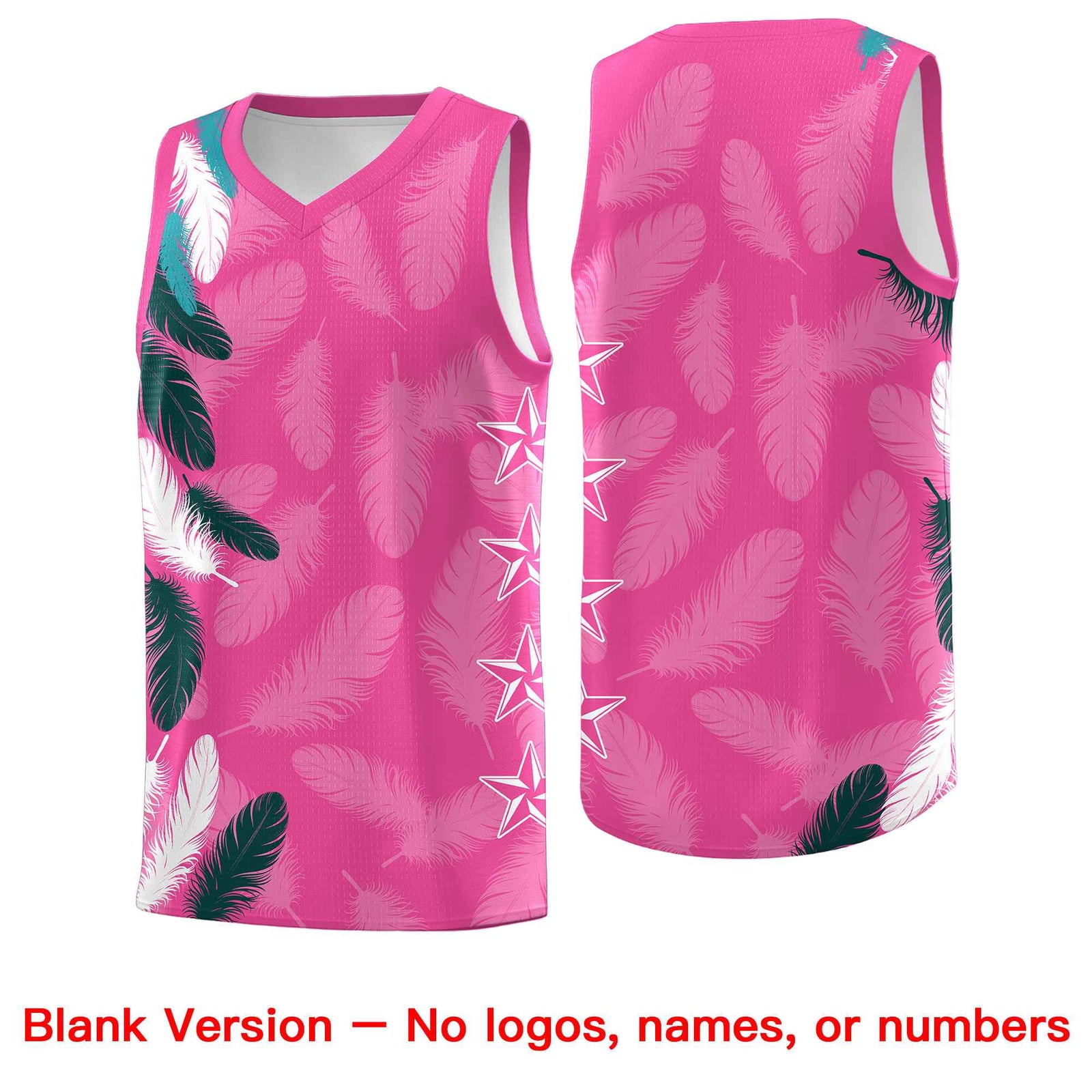 Custom Youth Basketball Jersey Pink Aqua Feather Series Sports Uniform