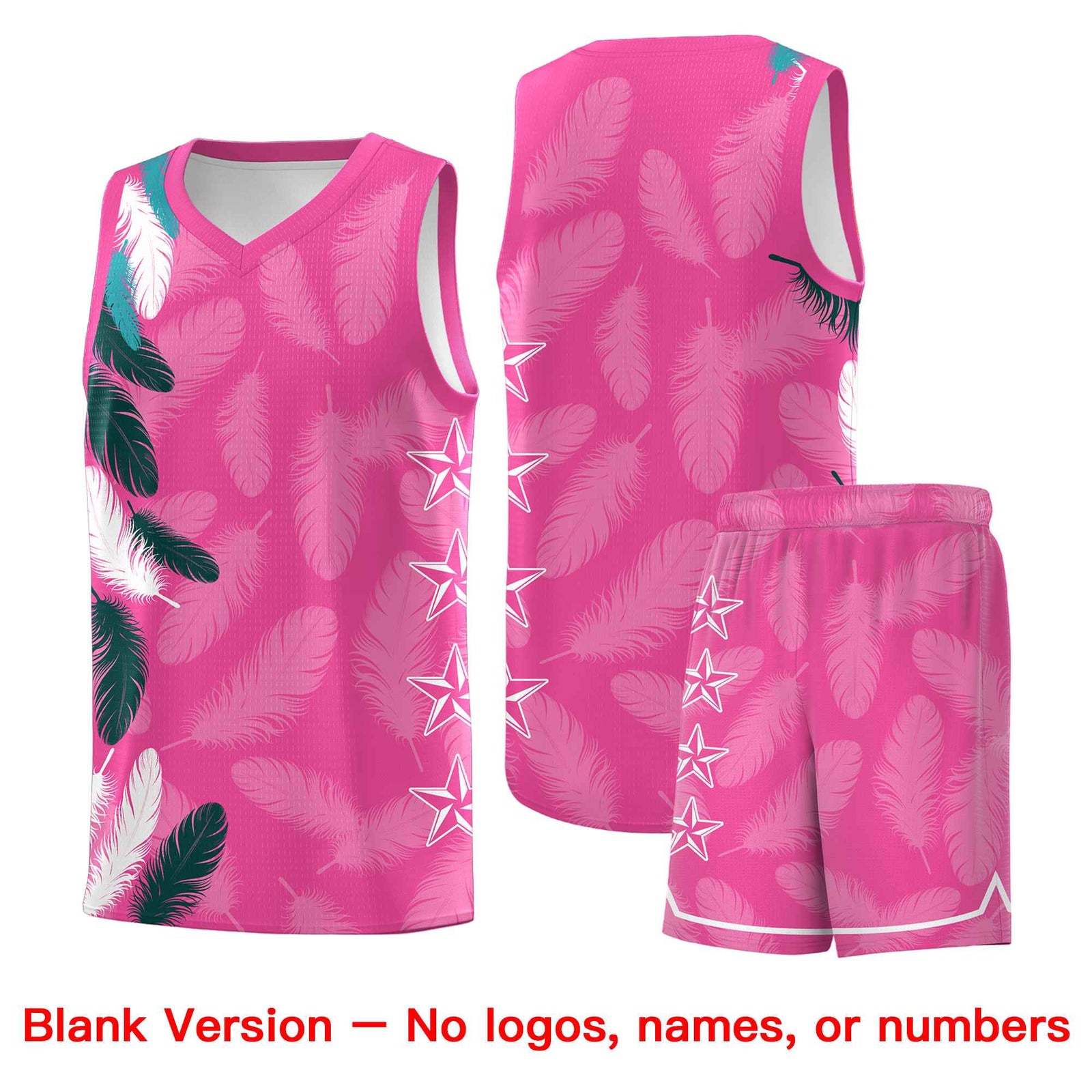 Custom Youth Basketball Jersey Pink Aqua Feather Series Sports Uniform
