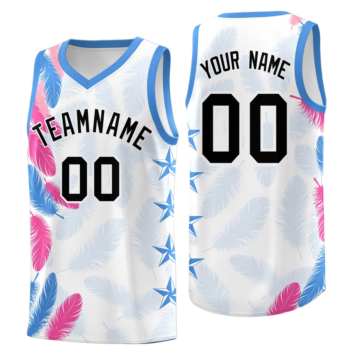 Custom Youth Basketball Jersey White Black Feather Series Sports Uniform