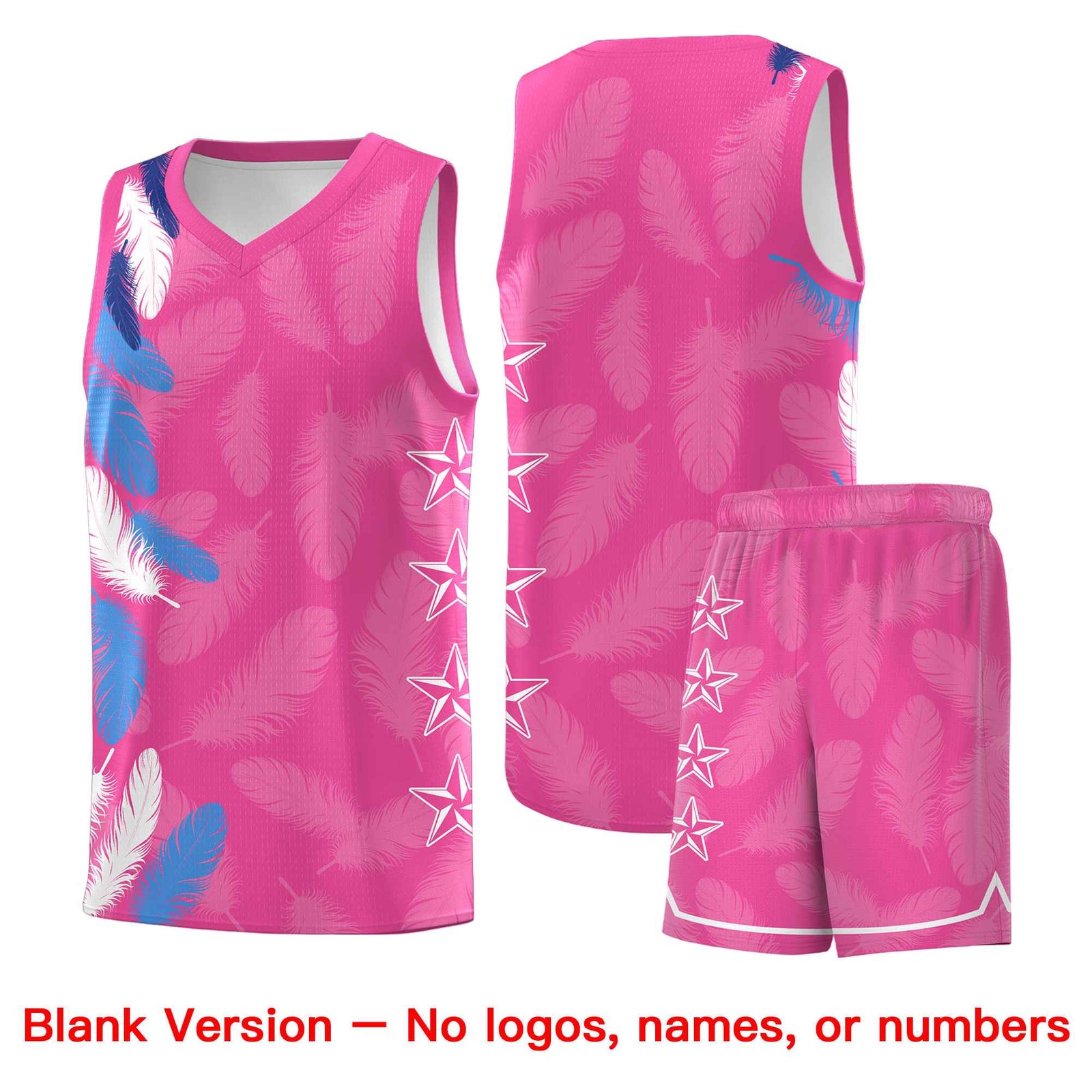 Custom Youth Basketball Jersey Pink Royal Feather Series Sports Uniform