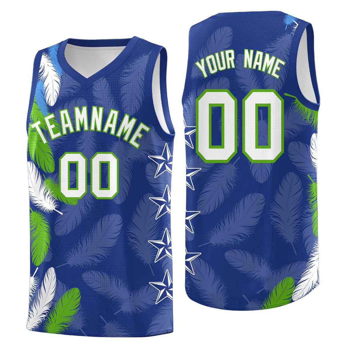 Custom Youth Basketball Jersey Royal White Feather Series Sports Uniform