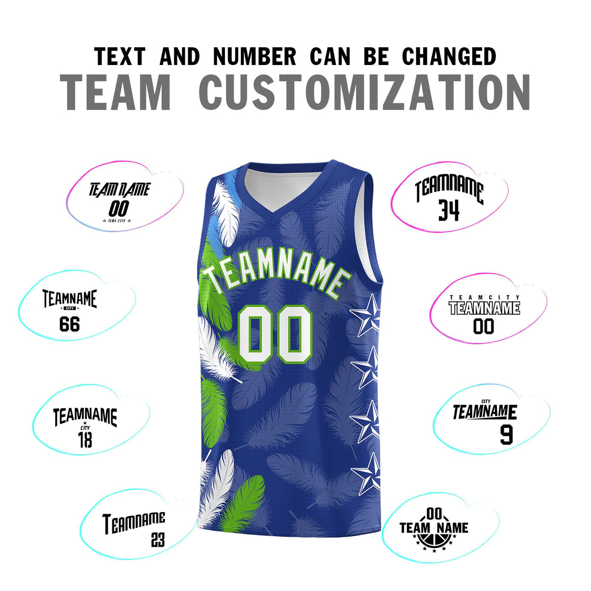 Custom Youth Basketball Jersey Royal White Feather Series Sports Uniform
