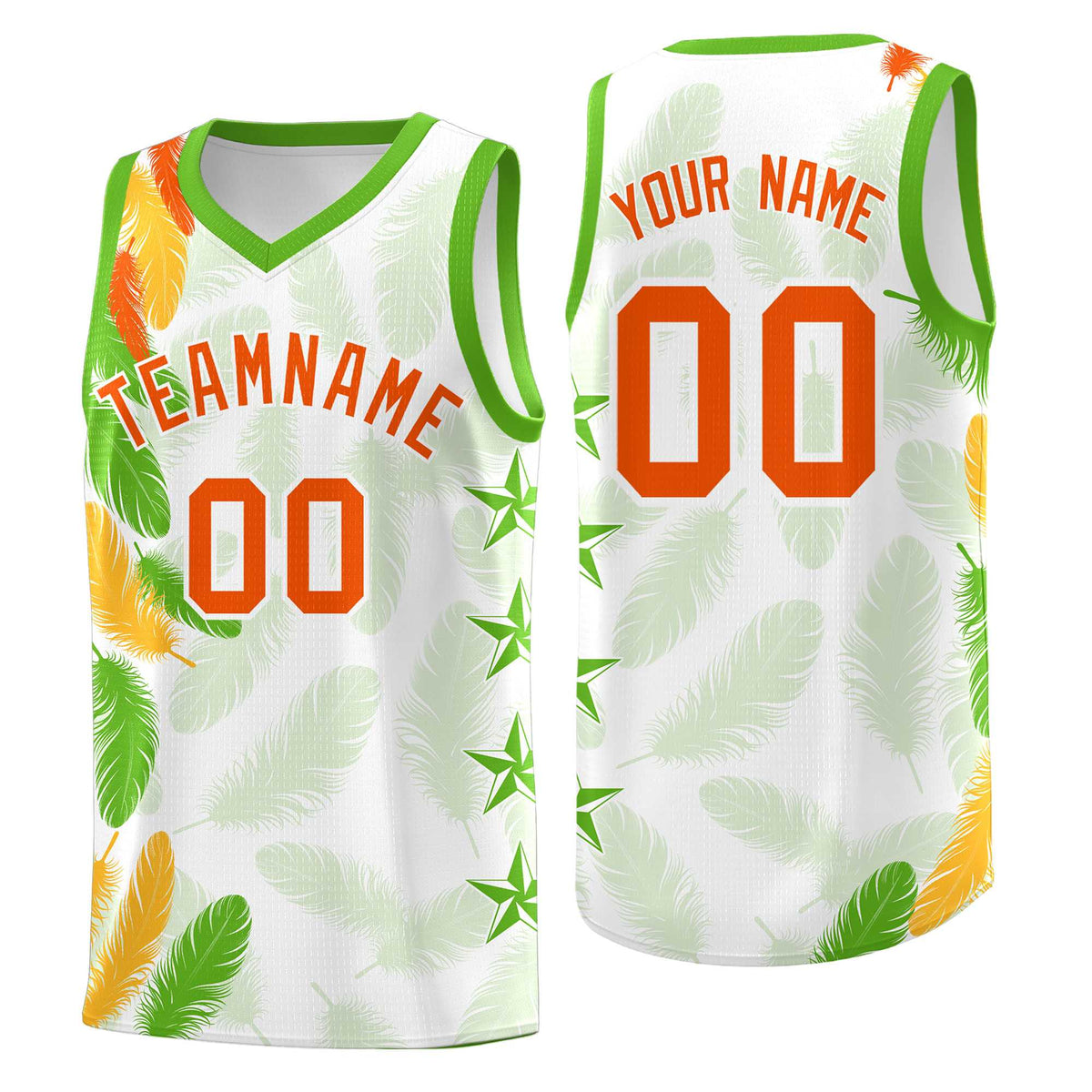Custom Youth Basketball Jersey White Orange Feather Series Sports Uniform