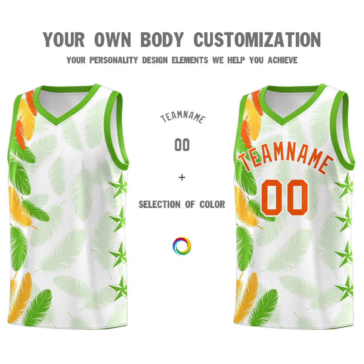Custom Youth Basketball Jersey White Orange Feather Series Sports Uniform