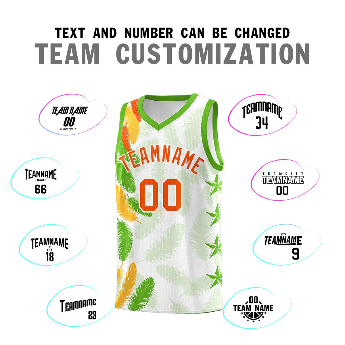 Custom Youth Basketball Jersey White Orange Feather Series Sports Uniform