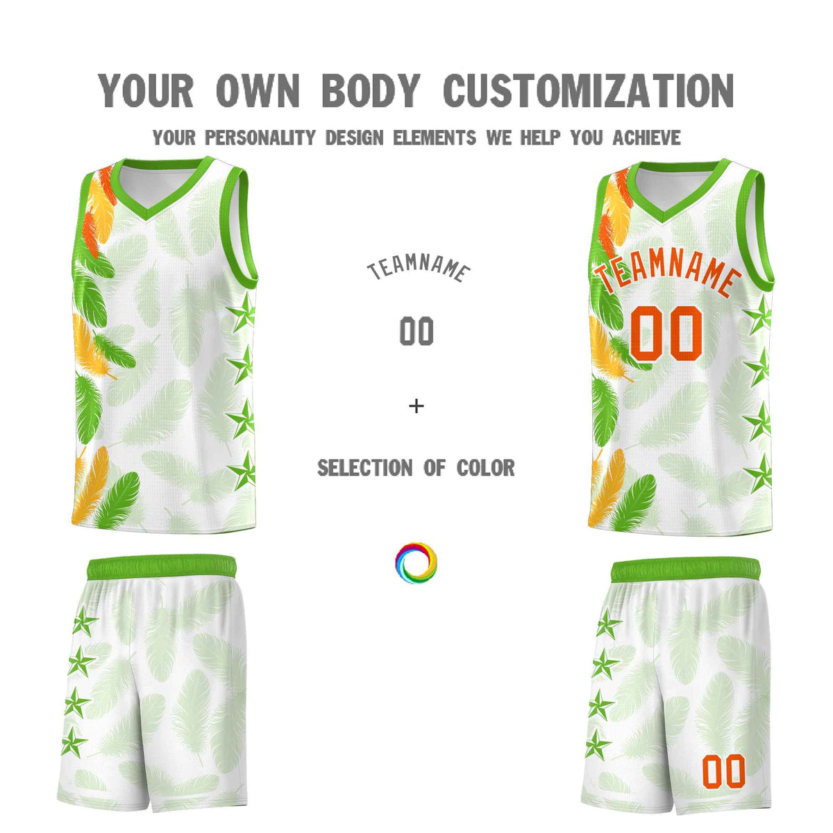 Custom Youth Basketball Jersey White Orange Feather Series Sports Uniform