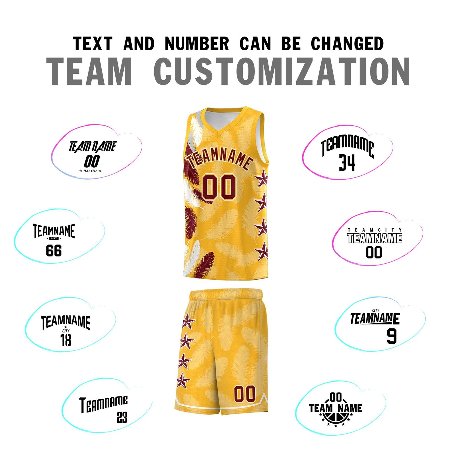 Custom Youth Basketball Jersey Gold Crimson Feather Series Sports Uniform