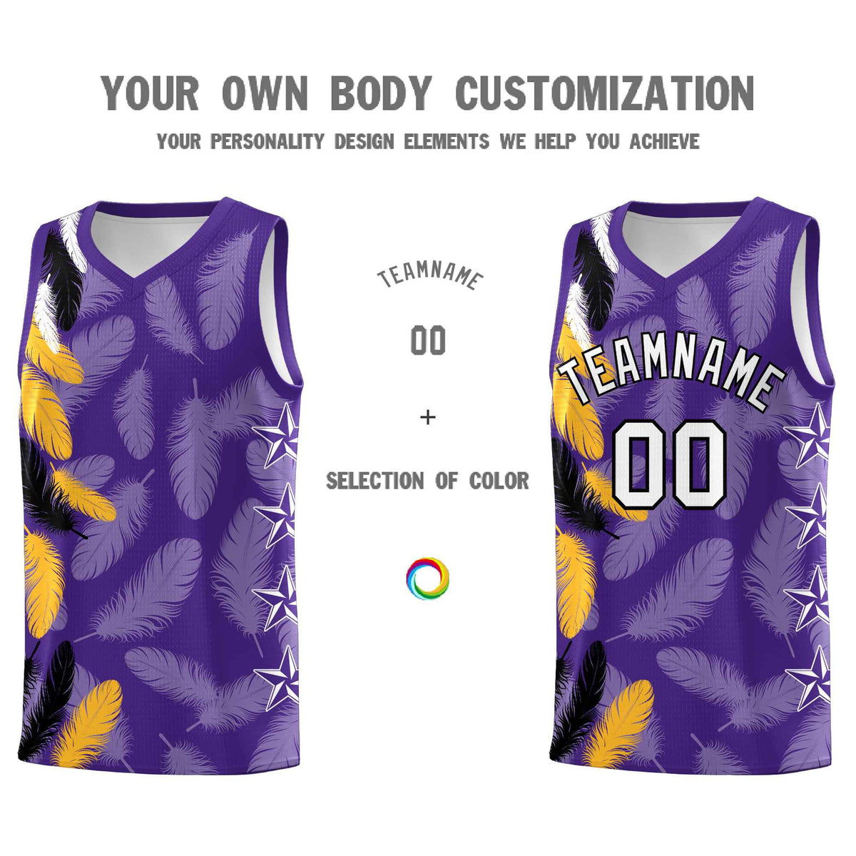Custom Youth Basketball Jersey Purple White Feather Series Sports Uniform