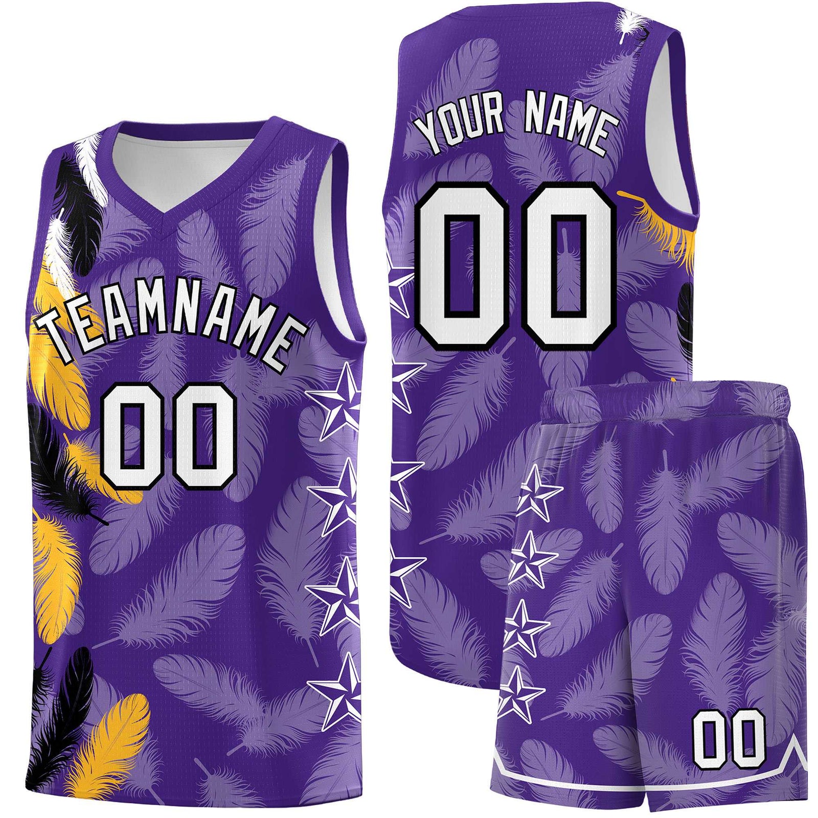 Custom Youth Basketball Jersey Purple White Feather Series Sports Uniform