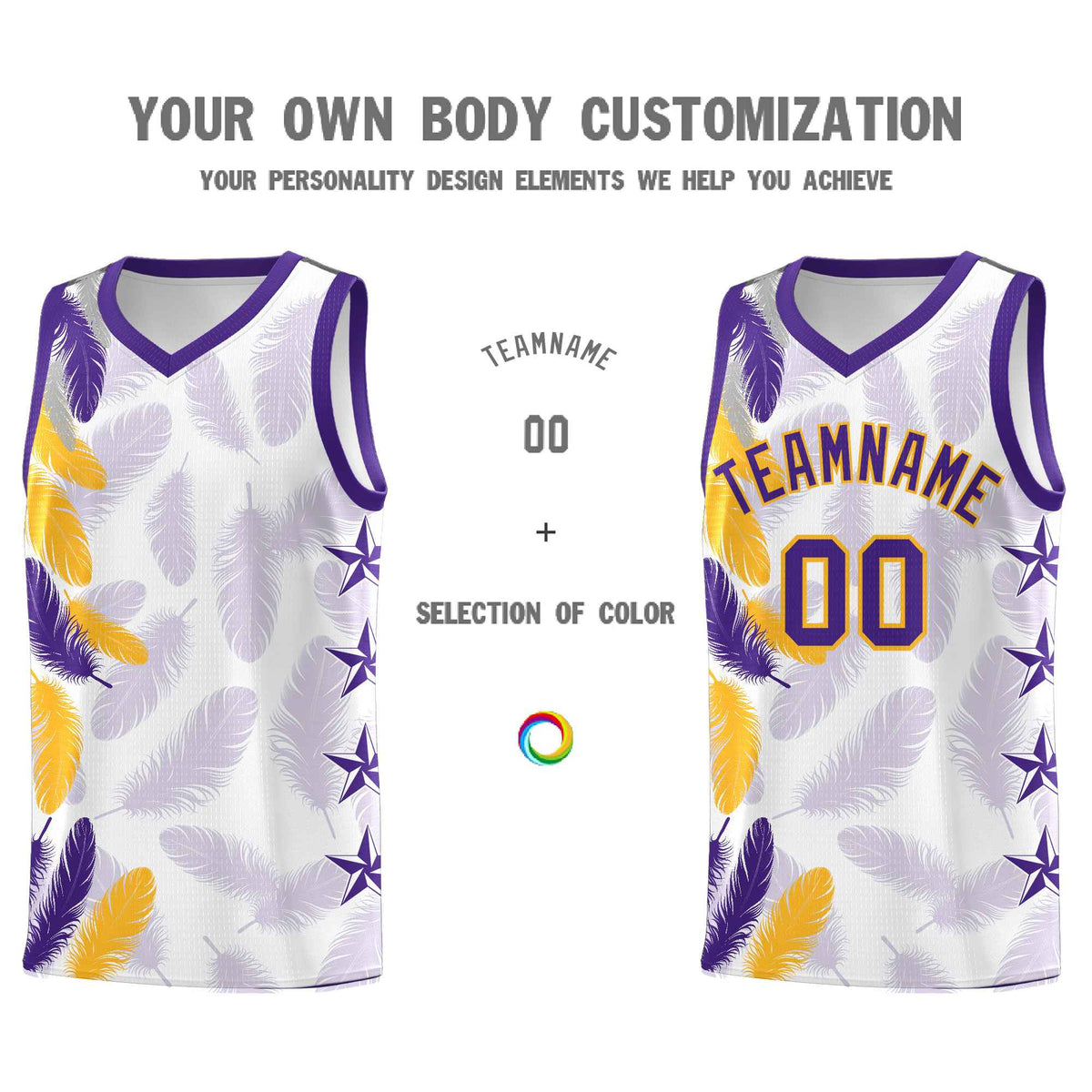 Custom Youth Basketball Jersey White Purple Feather Series Sports Uniform