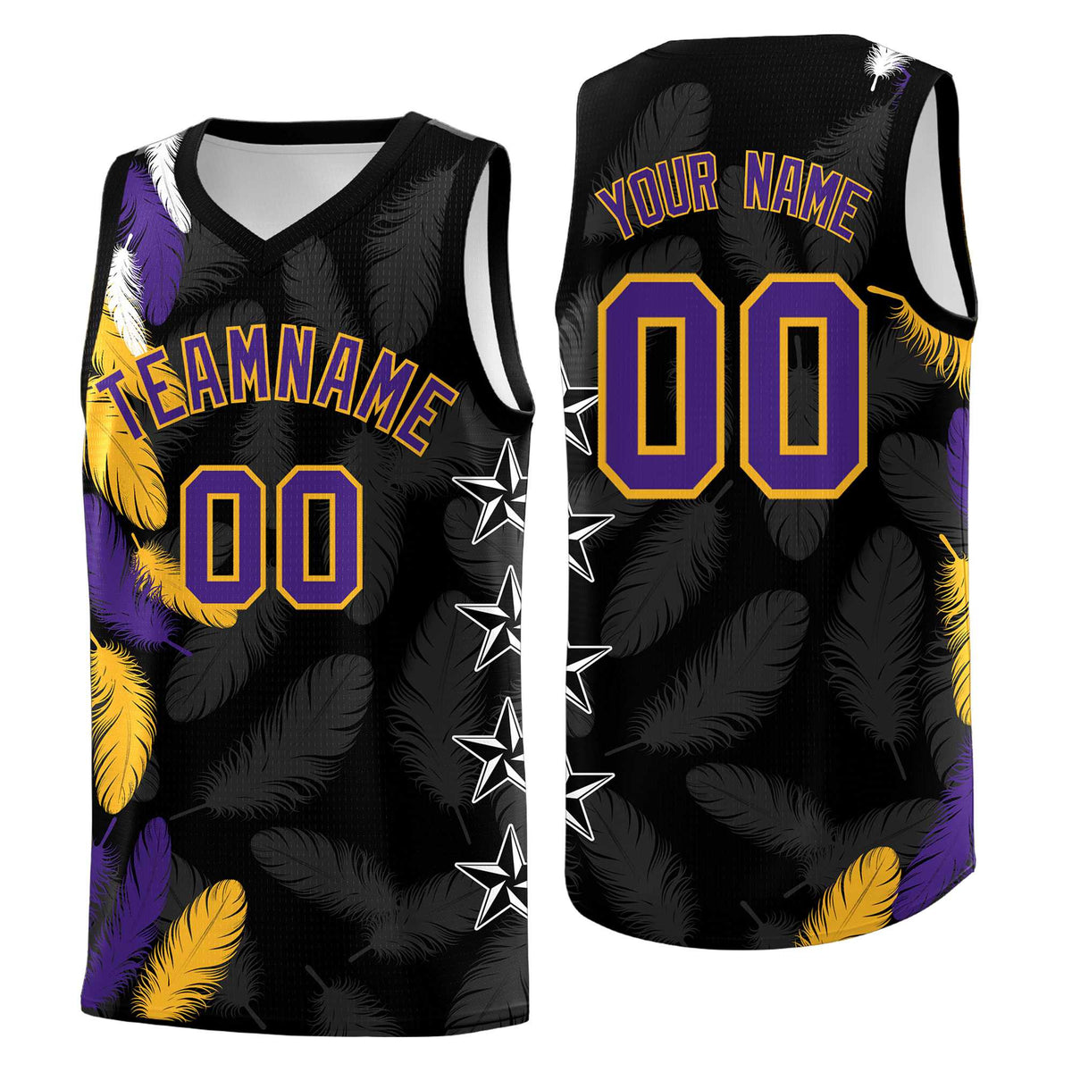 Custom Youth Basketball Jersey Black Purple Feather Series Sports Uniform