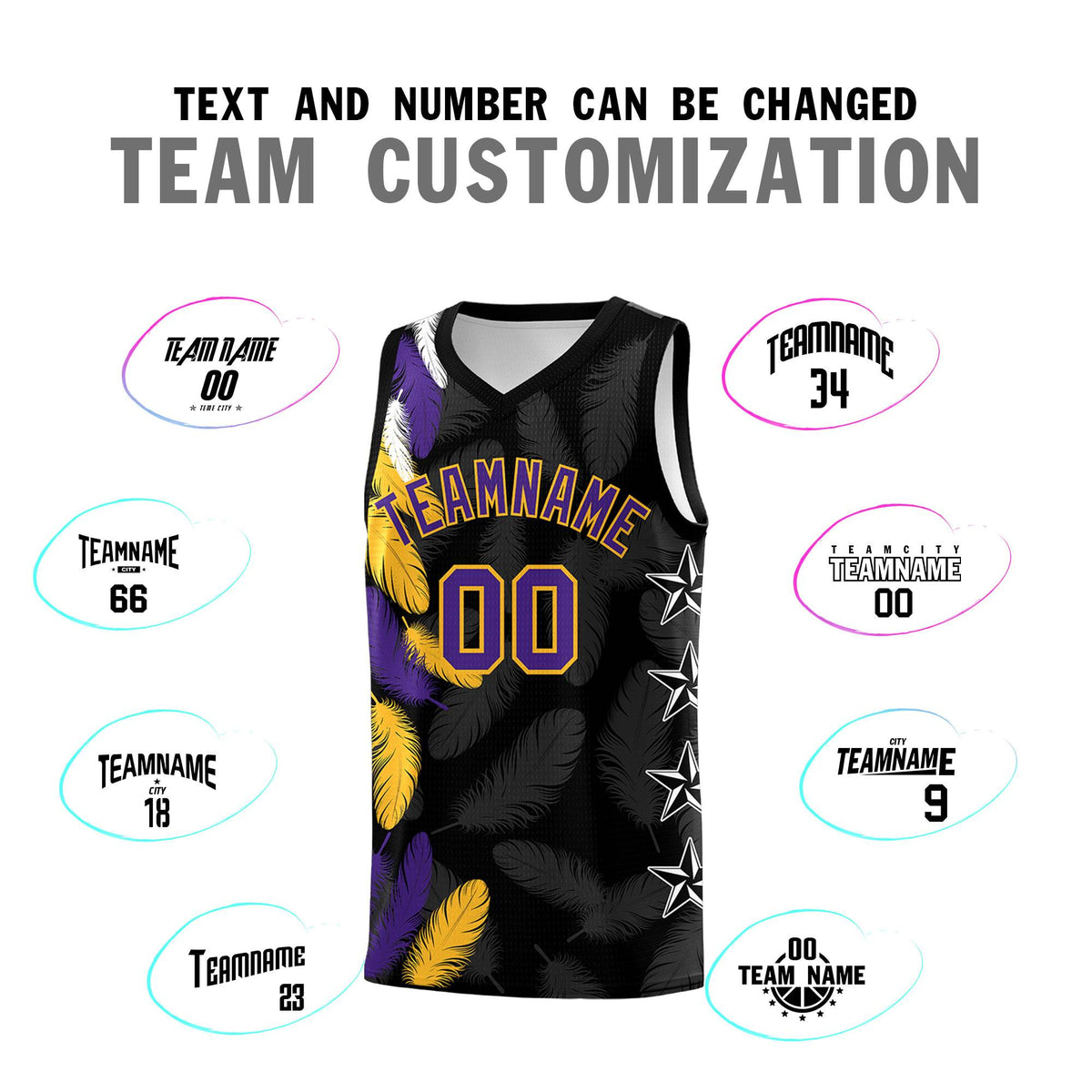 Custom Youth Basketball Jersey Black Purple Feather Series Sports Uniform