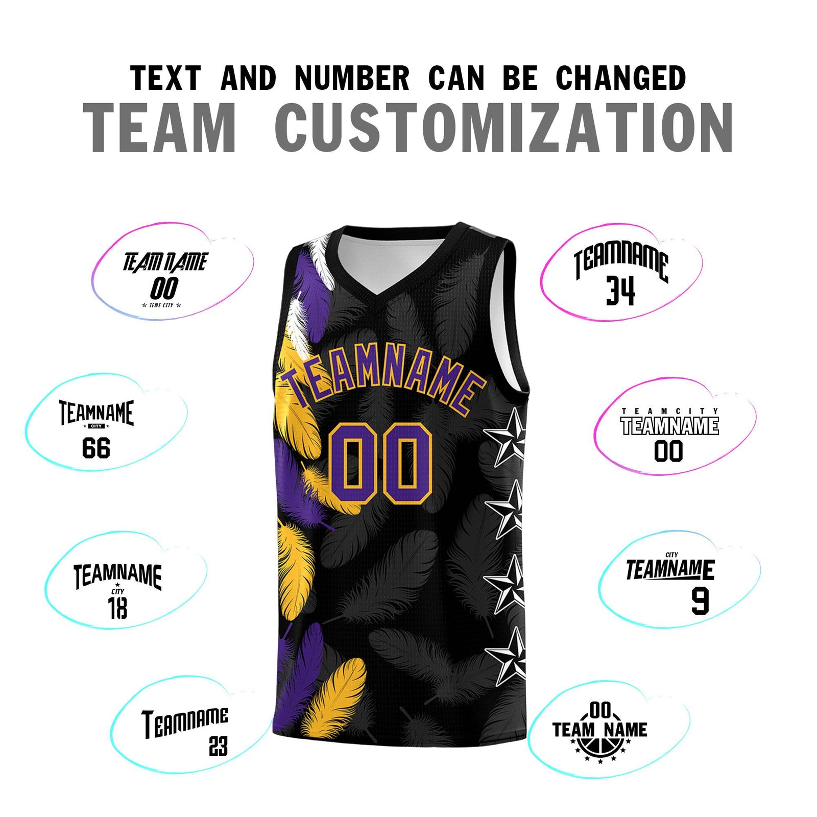 Custom Youth Basketball Jersey Black Purple Feather Series Sports Uniform