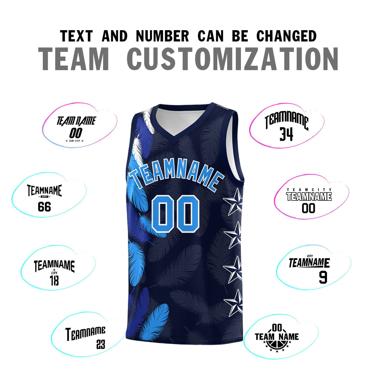 Custom Youth Basketball Jersey Navy Powder Blue Feather Series Sports Uniform