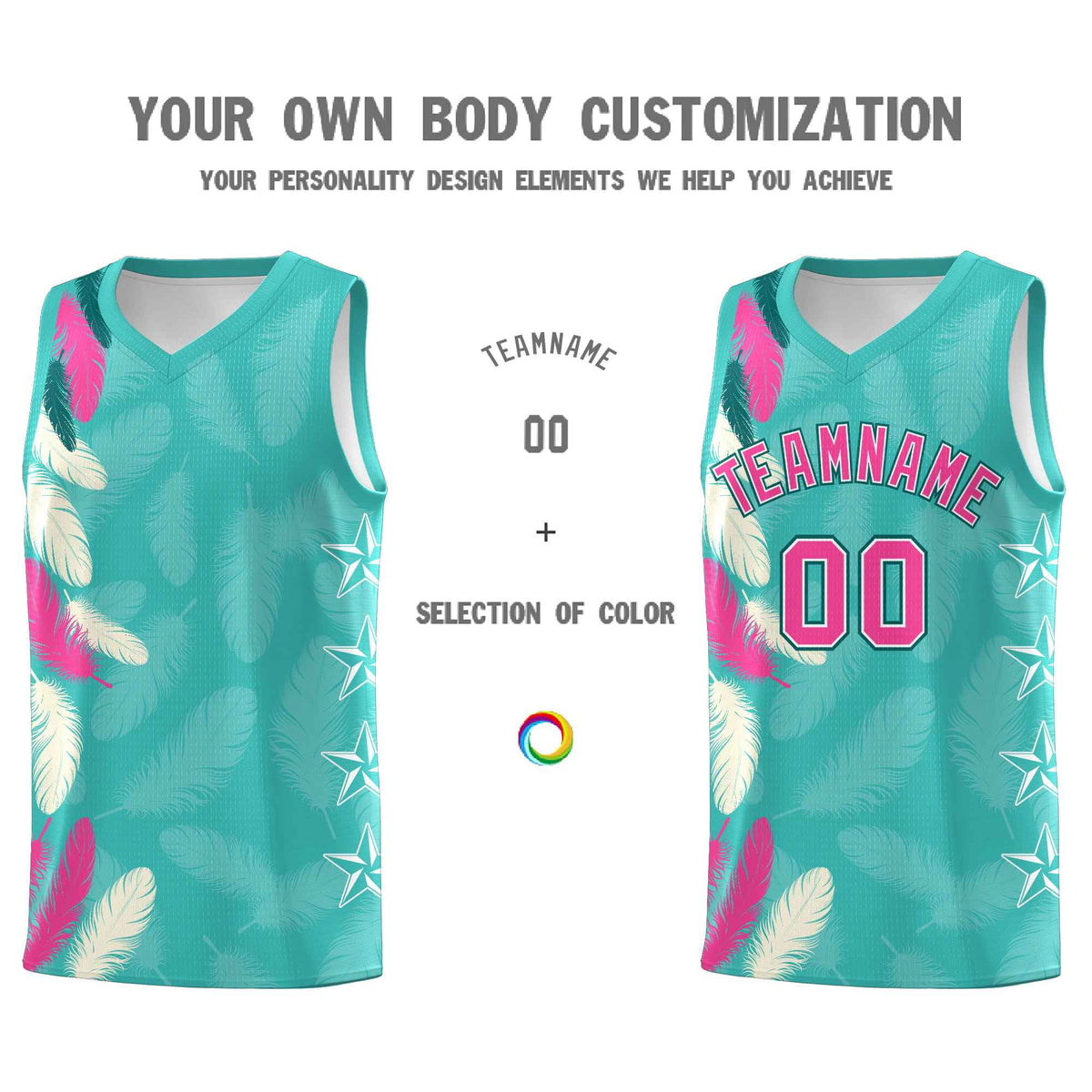 Custom Youth Basketball Jersey Bright Green Pink Feather Series Sports Uniform