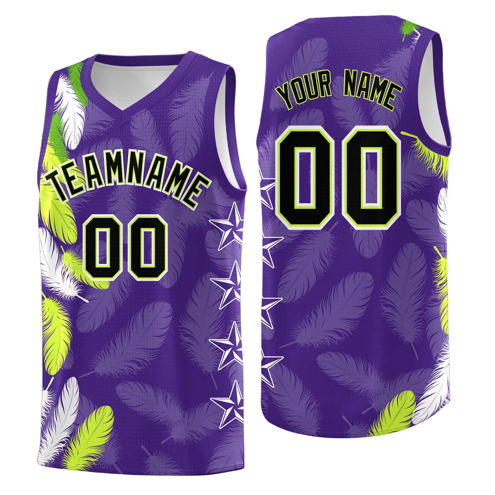 Custom Youth Basketball Jersey Purple Black Feather Series Sports Uniform