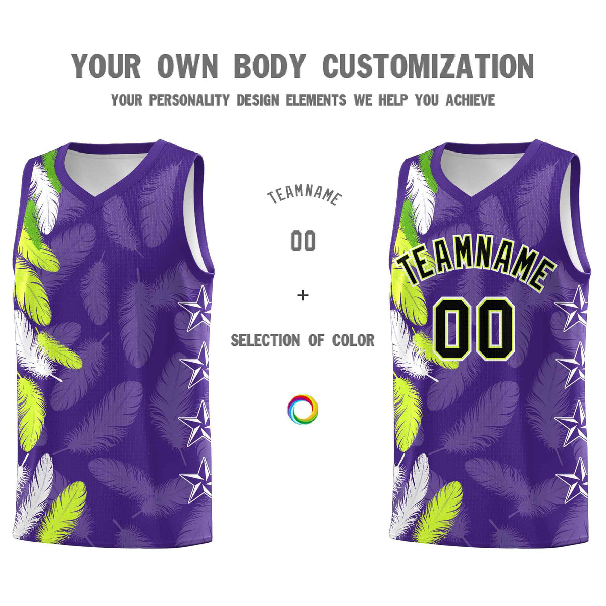 Custom Youth Basketball Jersey Purple Black Feather Series Sports Uniform