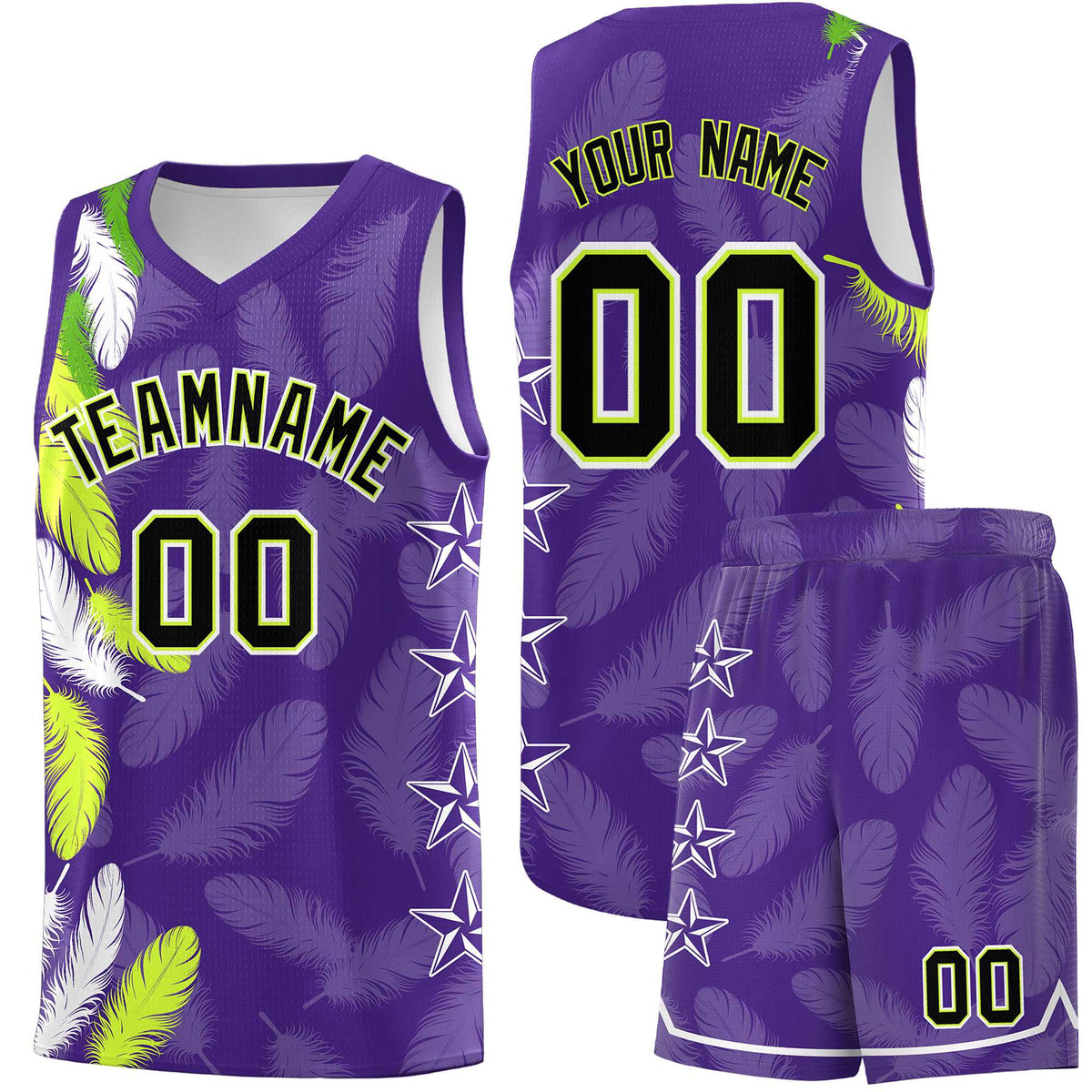 Custom Youth Basketball Jersey Purple Black Feather Series Sports Uniform