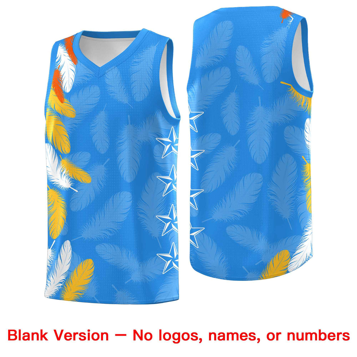 Custom Youth Basketball Jersey Powder Blue Orange Feather Series Sports Uniform