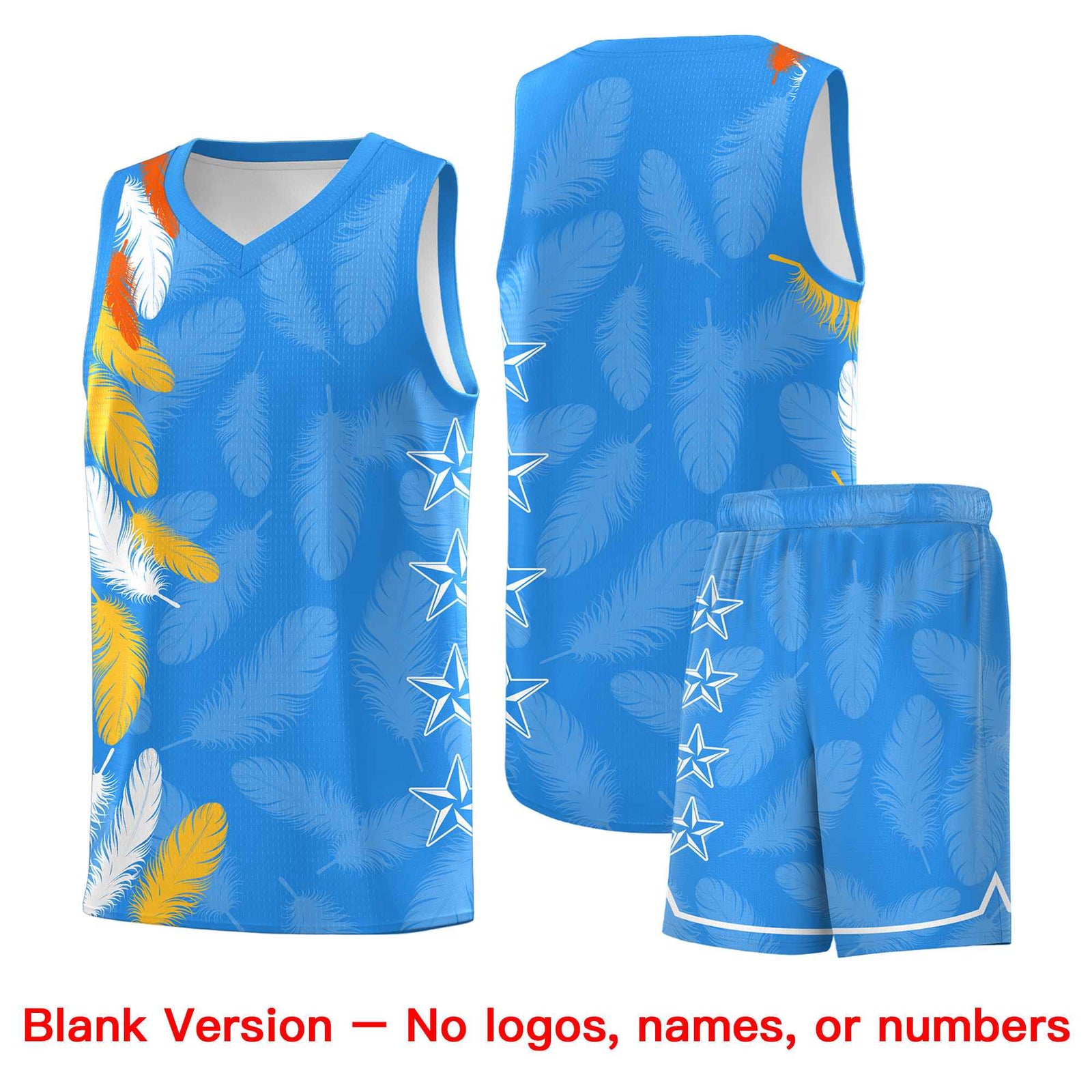 Custom Youth Basketball Jersey Powder Blue Orange Feather Series Sports Uniform