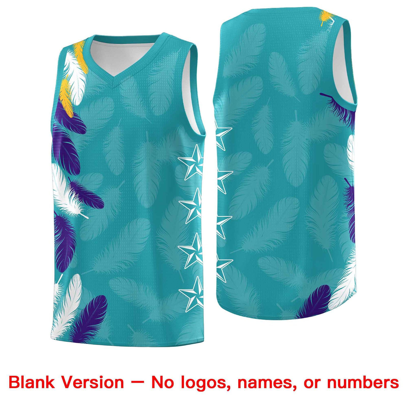 Custom Youth Basketball Jersey Aqua Gold Feather Series Sports Uniform