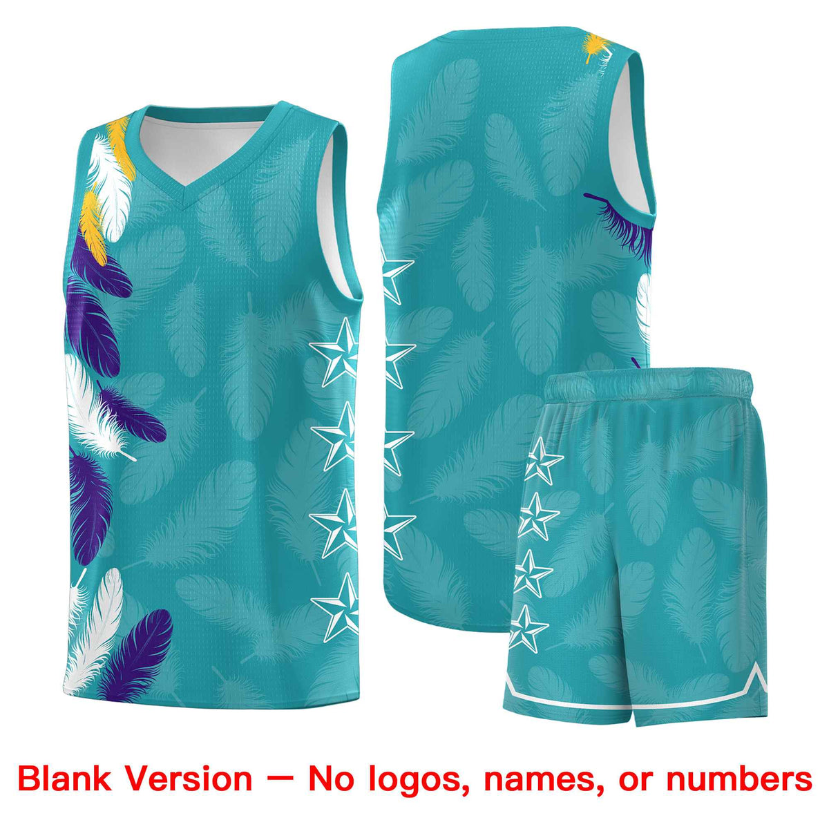 Custom Youth Basketball Jersey Aqua Gold Feather Series Sports Uniform