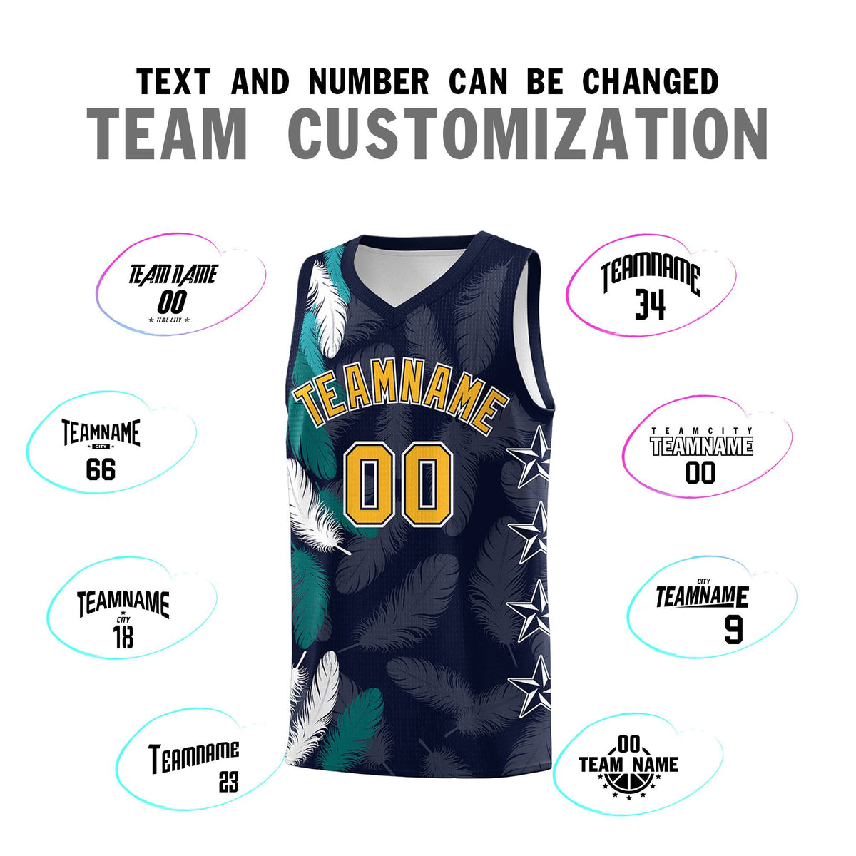 Custom Youth Basketball Jersey Navy Gold Feather Series Sports Uniform