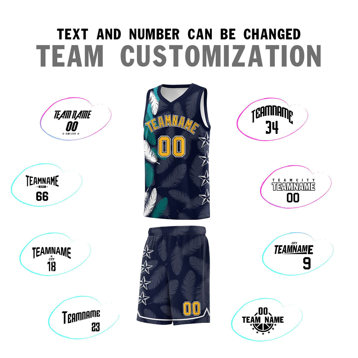 Custom Youth Basketball Jersey Navy Gold Feather Series Sports Uniform