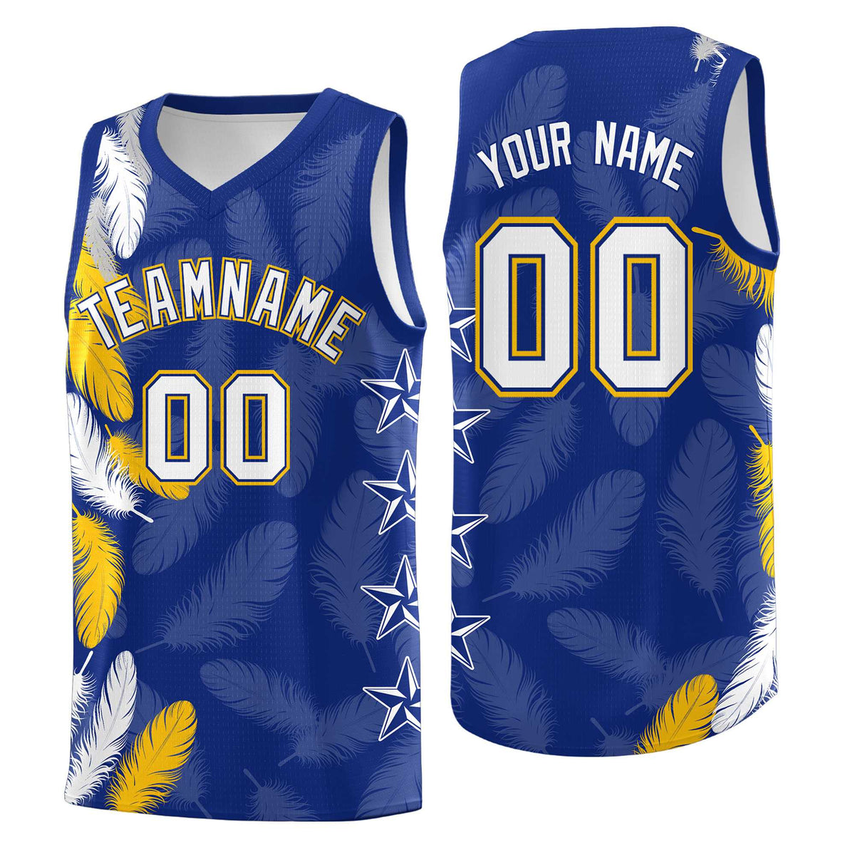 Custom Youth Basketball Jersey Royal White Feather Series Sports Uniform