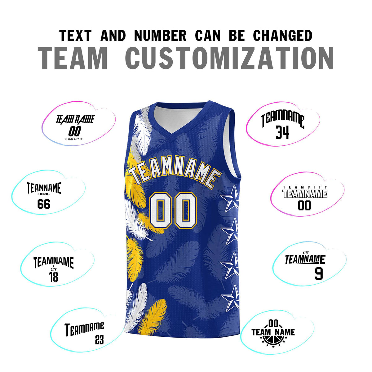 Custom Youth Basketball Jersey Royal White Feather Series Sports Uniform