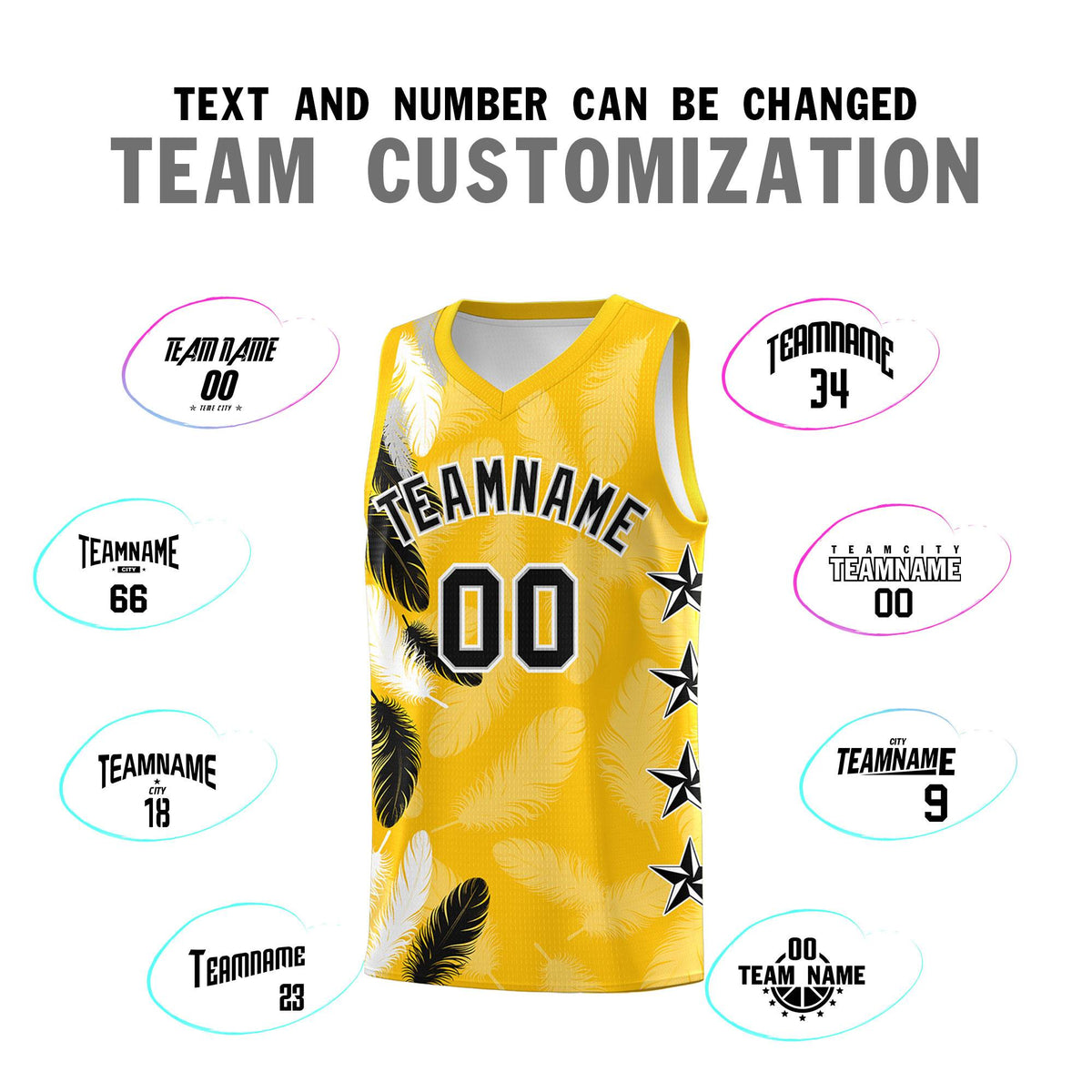 Custom Youth Basketball Jersey Gold Black Feather Series Sports Uniform